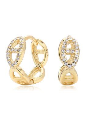 Mariner Link Huggie Style Earrings  - 18k Gold Plated Sterling Silver